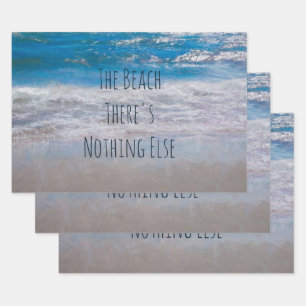 Het strand Blue White Tropical Ocean Waves Coastal Inpakpapier Vel