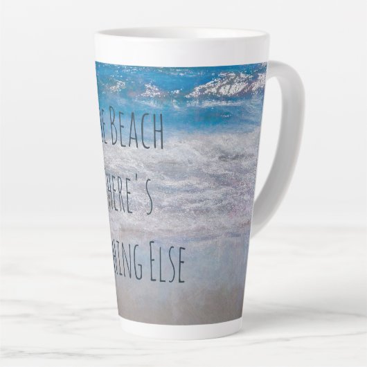 Het strand Blue White Tropical Ocean Waves Coastal Latte Mok (Rechterhoek)