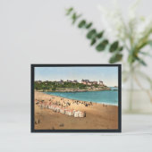 Het strand, Dinard, Franse vintage Photochrom Briefkaart (Staand voorkant)