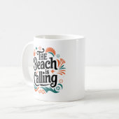 Het strand heet Retro Summer Vibes Design Koffiemok (Voorkant links)