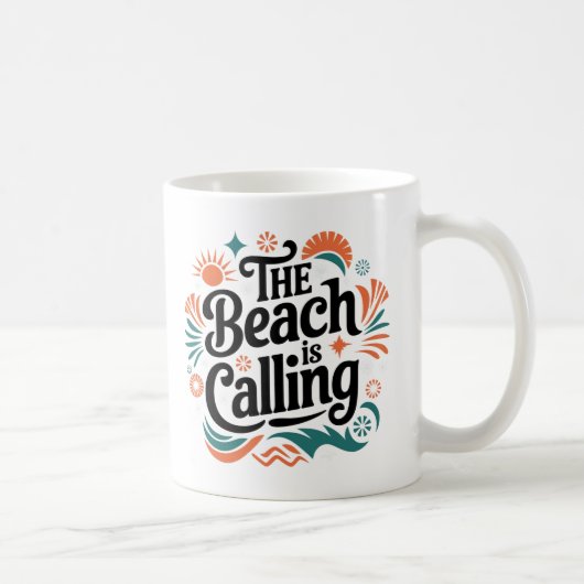 Het strand heet Retro Summer Vibes Design Koffiemok (Rechts)