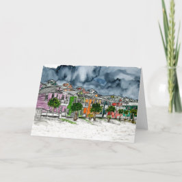 het strand huisvest tropische kunsttekening kaart