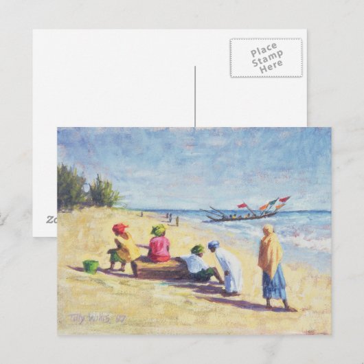 Het strand in Abene Senegal 1997 Briefkaart (Voorkant / Achterkant)