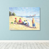 Het strand in Abene Senegal 1997 Canvas Afdruk (Insitu (Houten vloer))