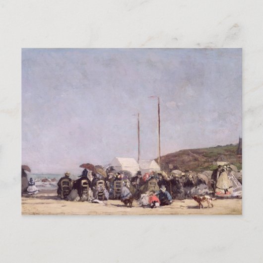 Het strand in Trouville, 1864 Briefkaart (Voorkant)