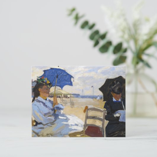 Het strand in Trouville Claude Monet Briefkaart (Staand voorkant)