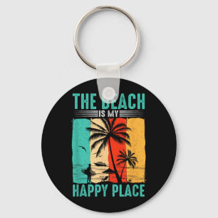 Het strand is een gelukkige plek surfer lifestyle sleutelhanger