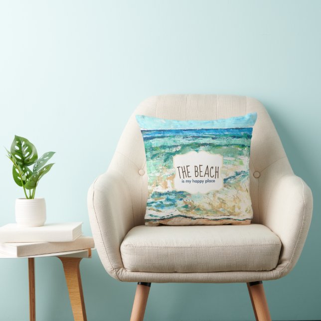 Het strand is mijn gelukkig Sierkussen van de Plaa (Stoel)