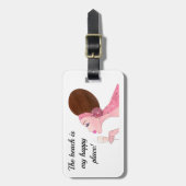 "Het strand is mijn gelukkige plek" Diva Bagagelabel (Voorkant verticaal)