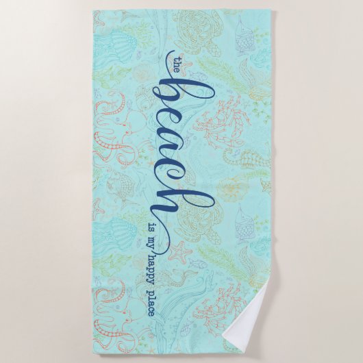 Het strand is mijn gelukkige plek strandlaken (Voorkant)