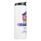 Het strand is mijn gelukkige plek thermosbeker (Gedraaid links)