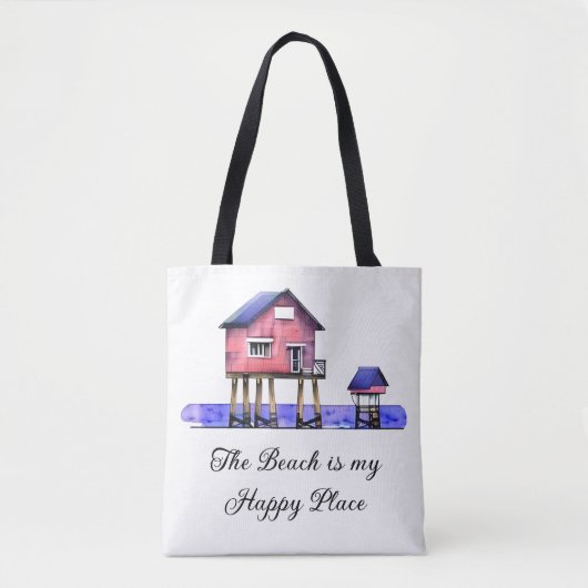 Het strand is mijn gelukkige plek tote bag (Voorkant)