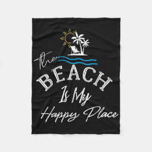 Het strand is mijn gelukkige plek vrouw fleece deken