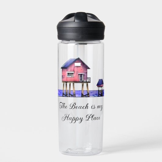 Het strand is mijn gelukkige plek waterfles (Voorkant)