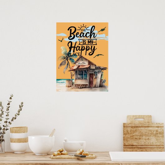 Het strand is mijn gelukkige zomerplaats poster (Keuken)