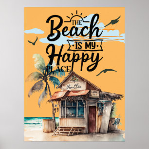 Het strand is mijn gelukkige zomerplaats poster