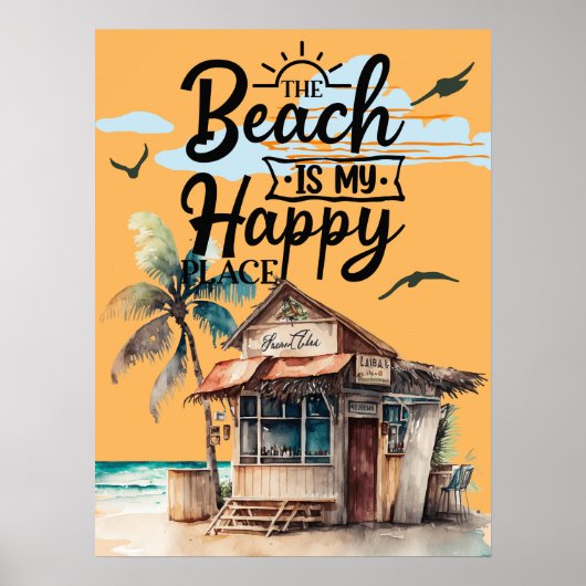 Het strand is mijn gelukkige zomerplaats poster (Voorkant)