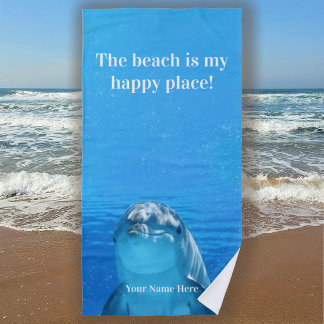 Het strand is mijn geluksplek Blue Dolphin Beach Strandlaken