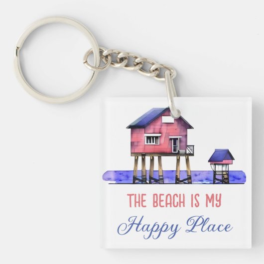 Het strand is mijn geluksplek sleutelhanger (voorkant)