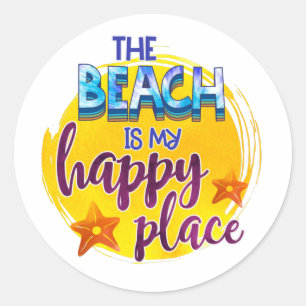Het strand is mijn Happy Place Quote Ocean Summer  Ronde Sticker