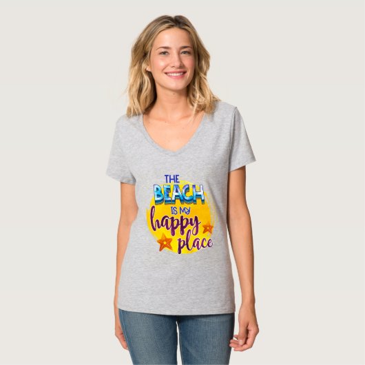 Het strand is mijn Happy Place Quote Ocean Summer T-shirt (Voorkant volledig)