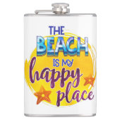 Het strand is mijn Happy Place Quote Ocean Zee Fun Heupfles (Voorkant)