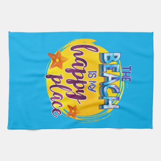 Het strand is mijn Happy Place Quote Ocean Zee Fun Theedoek (Horizontaal)