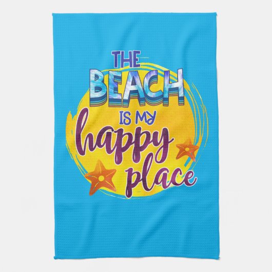 Het strand is mijn Happy Place Quote Ocean Zee Fun Theedoek (Verticaal)