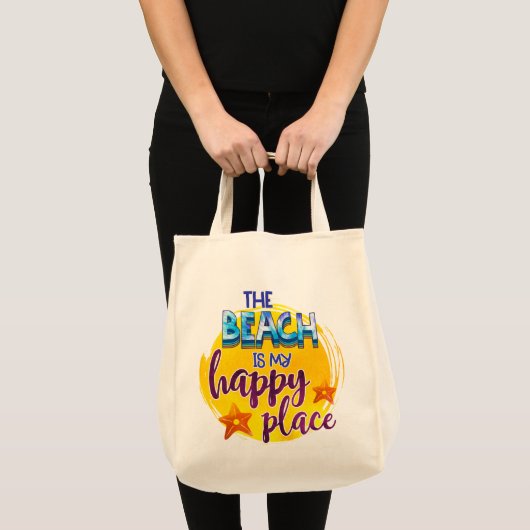 Het strand is mijn Happy Place Quote Summer Tote Bag (Voorkant (product))