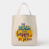 Het strand is mijn Happy Place Quote Summer Tote Bag (Achterkant)