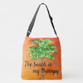 Het strand is mijn Therapie Sinaasappel Tropische  Crossbody Tas (Achterkant)
