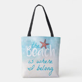 Het strand is waar ik deel van het citaat tote bag (Achterkant)