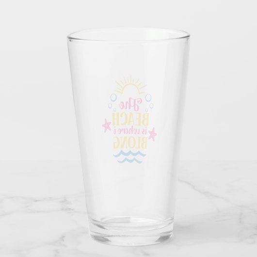 Het strand is waar ik sta glas (Achterkant)