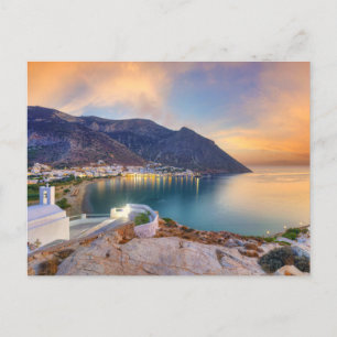 Het strand Kamares van Sifnos van Agia Marina Briefkaart
