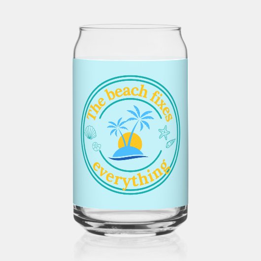Het strand lost alles op blikvorm glas (Voorkant)