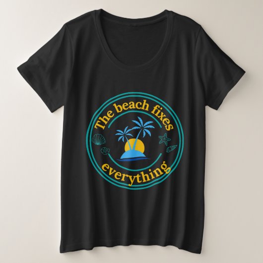 Het strand lost alles op grote maat t-shirt (Design voorkant)