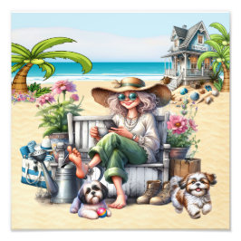 Het strand - mijn gelukkige plek foto afdruk