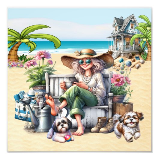 Het strand - mijn gelukkige plek foto afdruk (Voorkant)