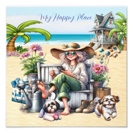 Het strand - mijn gelukkige plek foto afdruk (Voorkant)