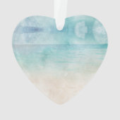 Het strand mijn gelukkige plek in de oceaanzand en ornament (achterkant)