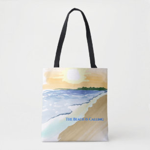 Het strand noemt balbloemen tote bag