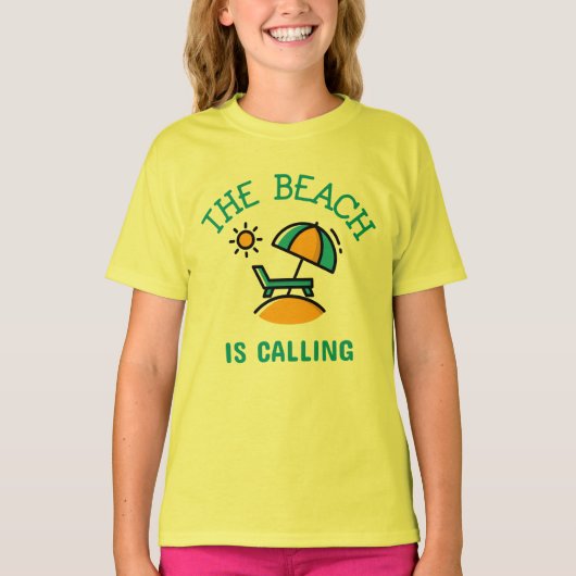 Het strand noemt het simplistische strandscène t-shirt (Voorkant)