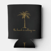 Het strand noemt me de Golden Coconut Palm Boom Blikjeskoeler (Achterkant)