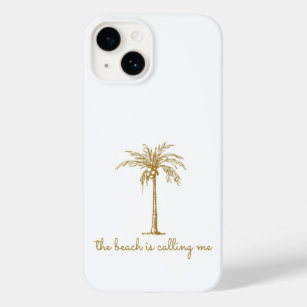 Het strand noemt me de Golden Coconut Palm Boom Case-Mate iPhone 14 Hoesje