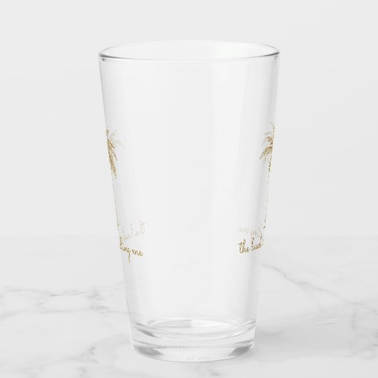 Het strand noemt me de Golden Coconut Palm Boom Glas (Rechts)