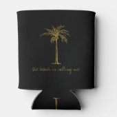 Het strand noemt me de gouden kokokosnoot palm blikjeskoeler (Achterkant)