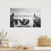 Het strand op D-dag tekenen Poster (Keuken)