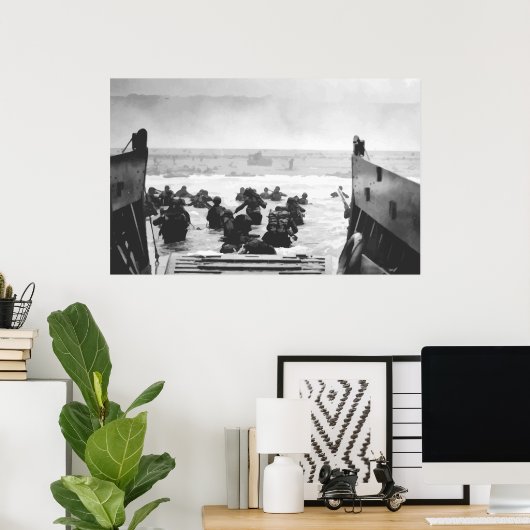 Het strand op D-dag tekenen Poster (Thuiskantoor)