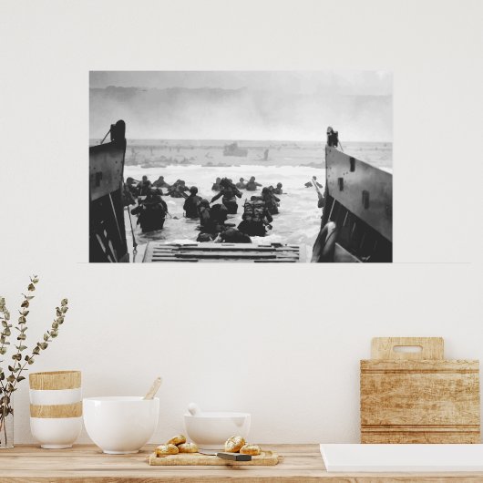 Het strand op D-dag tekenen Poster (Keuken)
