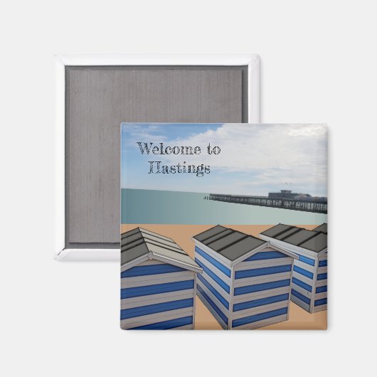 Het strand op Hastings Fridge Magnet (Voorkant / Achterkant)